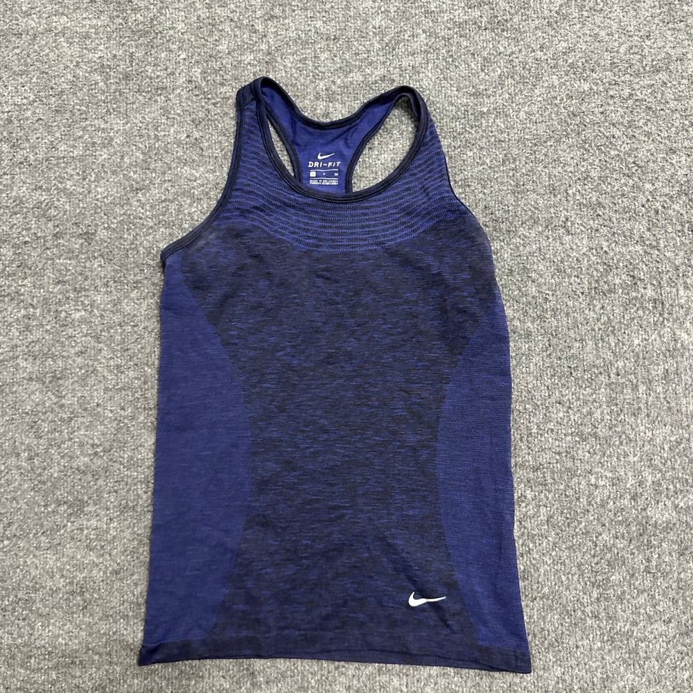 Nike Tank Top Womens Size S Blue Dri-Fit Racerback Space Dye Athletic Gym Shirt